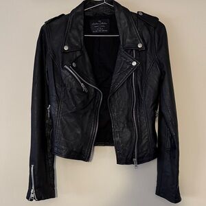 Zara Black genuine Leather Moto Jacket size small